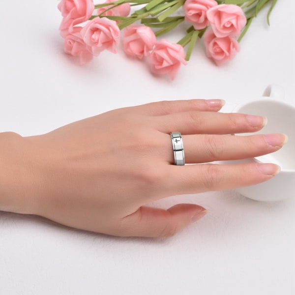 Kvinder Ring Unisex Rustfrit Stål Roterende Stress-relieving Finger Ring Til Daglig Brug Golden US 10