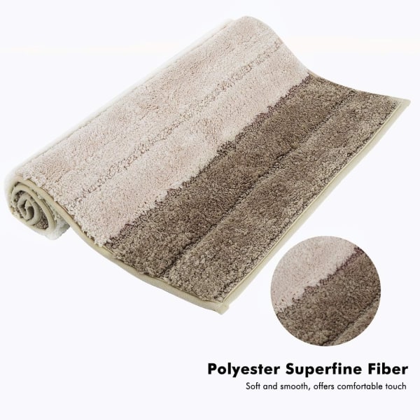 Microfiber Bath Mat, Doormat Soft Non-Slip Bath Mat, Elegant Striped Shaggy Bath Mats for Bathroom 43x60cm - (Gradient Brown),