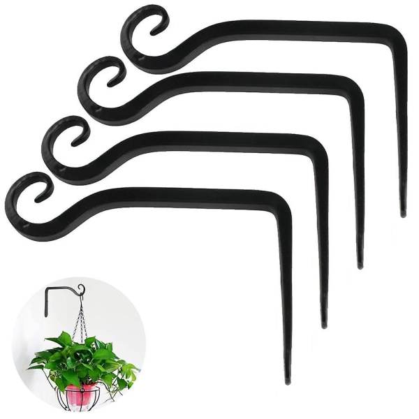 Växtställ Blommor Hänghållare Järn Väggkrok Blommor Häng Väggställ Krokar För Att Hänga Planterare Fågelmatare Lykta Vindspel Vägglampor 4pcs Black