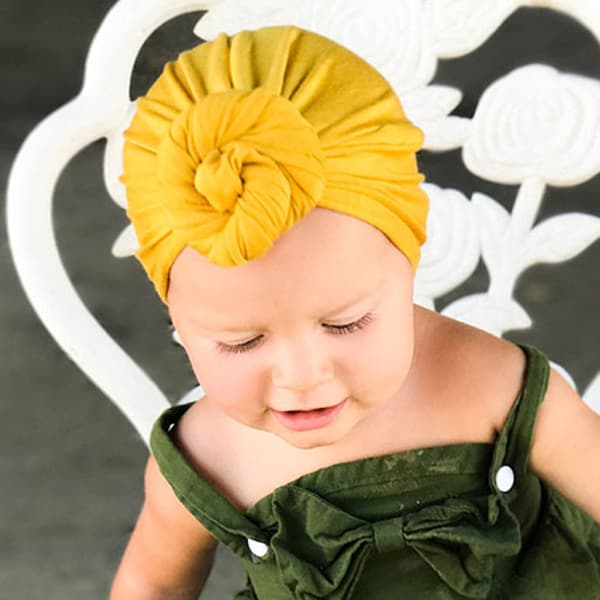 5-pack Baby Turban Newborn Beanies Hattar med Rosett Elastisk