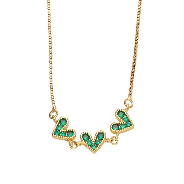 Halskæde Vintage Zircon Heart Stud Fashion smykker Ac10281 Green