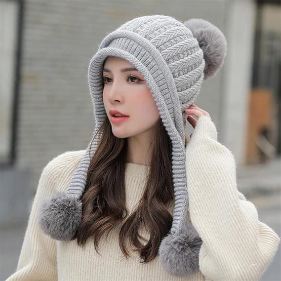 Naisten talvitakki Peruvian Circle Scarf Set Ski Ear Flaps