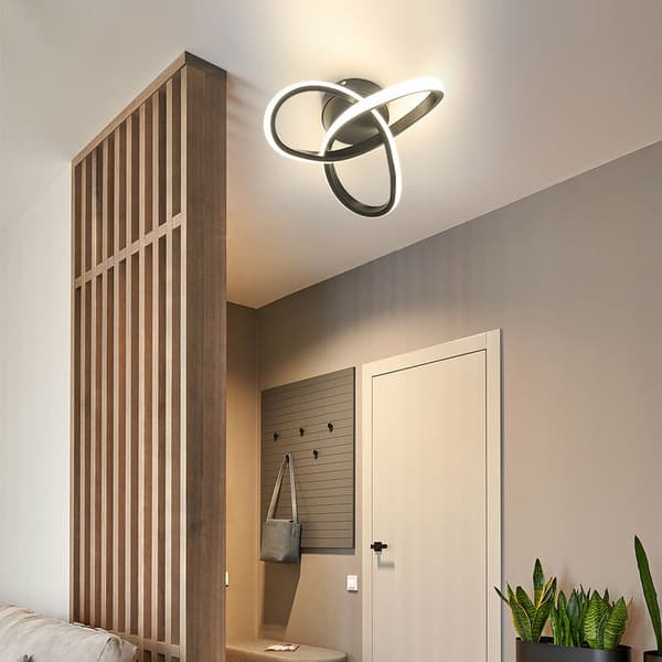 LED Loftlampe, Moderne 22W Sort Akryl LED Loftlampe til Korridor, Altan, Trappe, Diameter 24cm, Dæmpbar