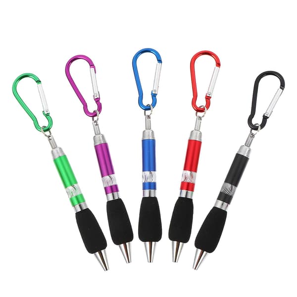 5-pack Praktiska Unika Kulspetspennor med Nyckelring och Karabinkrok