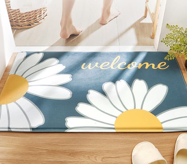 Liten tusenfryd hjemmetrykt baderomsgulvmatte - lys blå 50*80cm