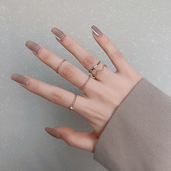5 st/3 st Fingerringar Blank Glans Slitstark Kompakt Kvinnliga Stackbara Tumringar Mode Smycken Tillbehör 5pcs