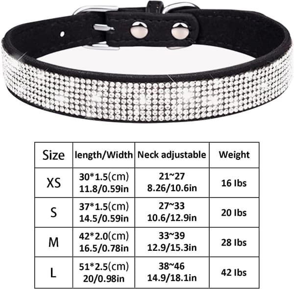 1 st. Hundkrage med strass, mjukt läder
