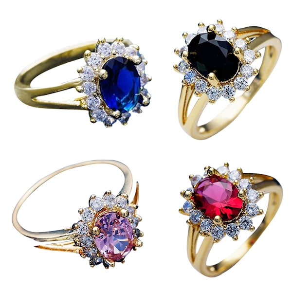 Bröllopsring fint utförande smycken gåva kvinnor elegant strass fingerring för bal Purple Size 8