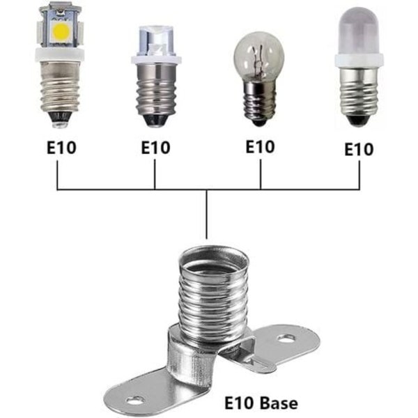 E10 LED-lampor med sockel, 10 st skruvmonterade lamphållare