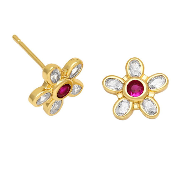 Örhängen Vintage Zirkon Blomma Stud Mode Smycken Ac9608