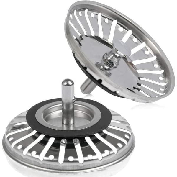 2 st. Diskhonssil/Diskhonstopp Diskhonstopphål Köks-/Badrumsavlopp Diameter 84 mm med Kulände, Rostfritt Stål