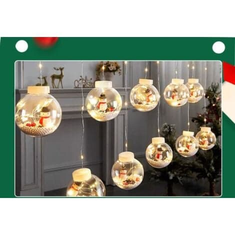 10 LED Solar String Lights,【Solar Powered】Utendørs og innendørs julelys, juledekorasjon (julesnømann)