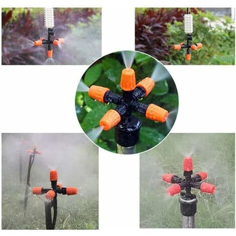 Pieces Garden Sprayer 5 Head Automatic Greenhouse Watering Water Flow Adapter, Multi-Directional Atomizing Nozzle with 1