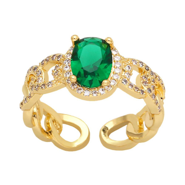 Sormus Vintage Zirkon Metalli Elementti Muoti Korut Ac8658 Green
