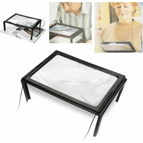 Forstørrelsesglass med LED-lys, skrivebordsleseglass,