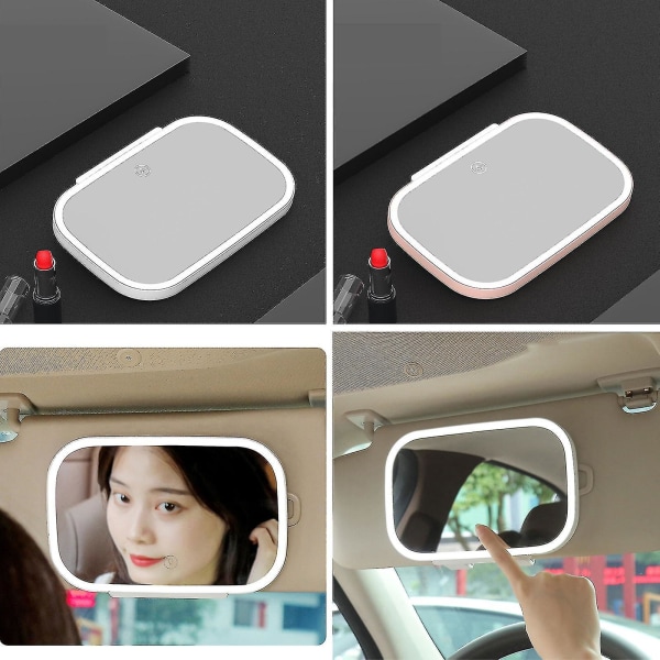 White 7.8inch Car Interior Mirror With Adjustable Led Light For Sun Visor Mounted Mirr