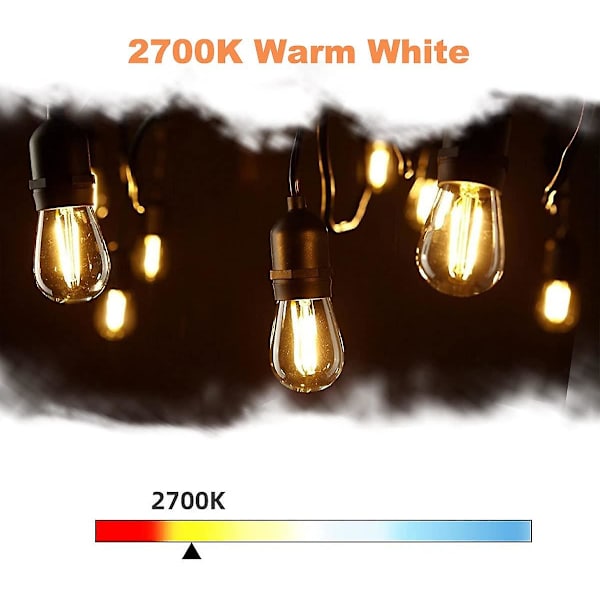 Led E27 S14 2w, Lämmin Valkoinen 2700k Retro Lamput, Lasinen, Ulkokäyttöön Sopiva, Vaihtolamppu, Ei Himmennettävissä, 6 Kpl Pakkaus