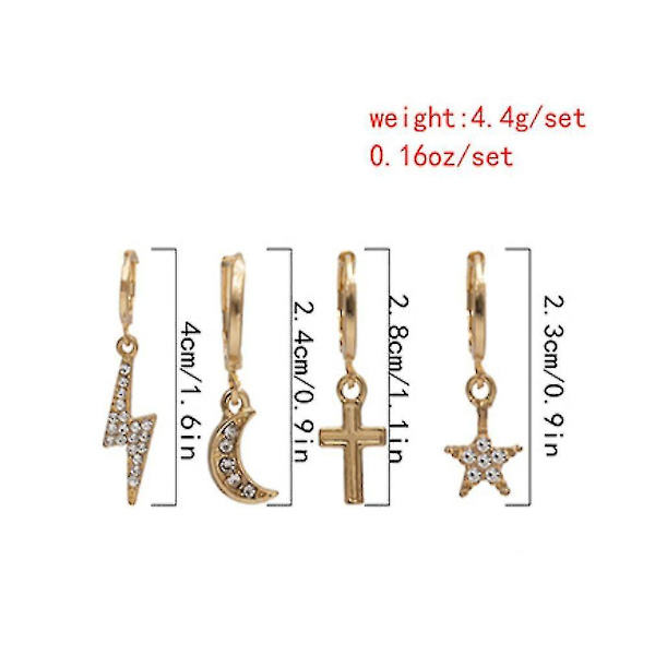 Lange øredobber geometrisk dusk ornament stjerne lyn gull legering smykker til fest