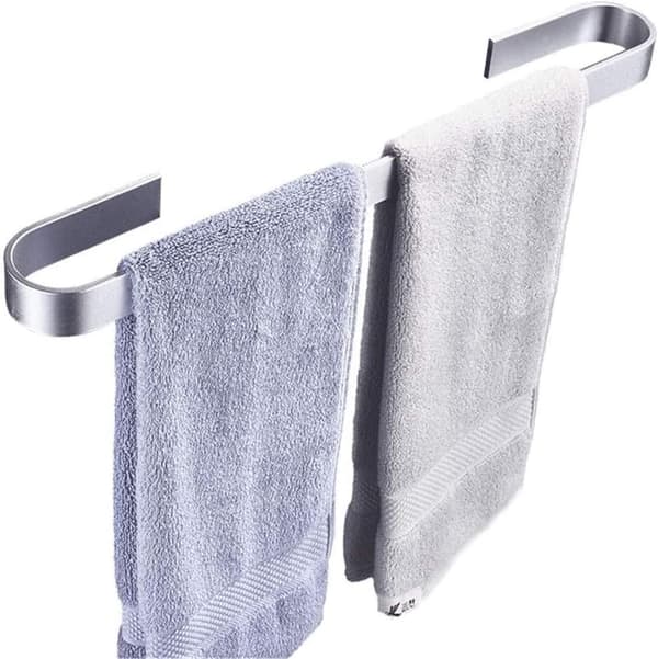 Solid Tjock Silver Självhäftande Handdukshängare Rymd Aluminium Rostfri Handdukshängare Väggmonterad —30cmSilver
