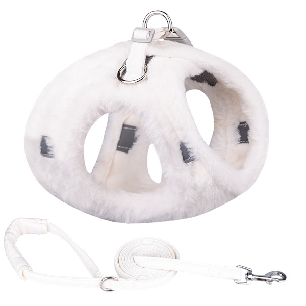 Vit plysch termisk västtyp hundsele XS white XS