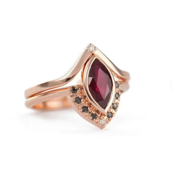 2 kpl/setti Rhinestone Retro -pari-sormukset Seos Punainen Prismamainen Tekokristalli Sormukset Viehätys Korut US 5