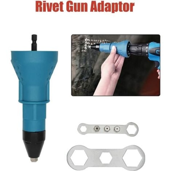 Nitarpistol Adapter för Sladdlösa Borrmaskiner Elektriskt Borrverktyg Nitaradapter Insats Handverktyg med 4 Munstycken