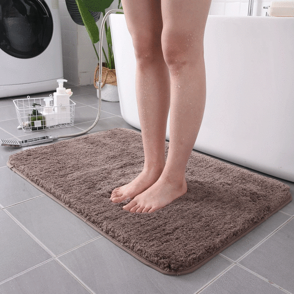 Tyk fløjlsgulvmåtte, absorberende anti-skridmåtte til badeværelse (beige, 40*60 cm),