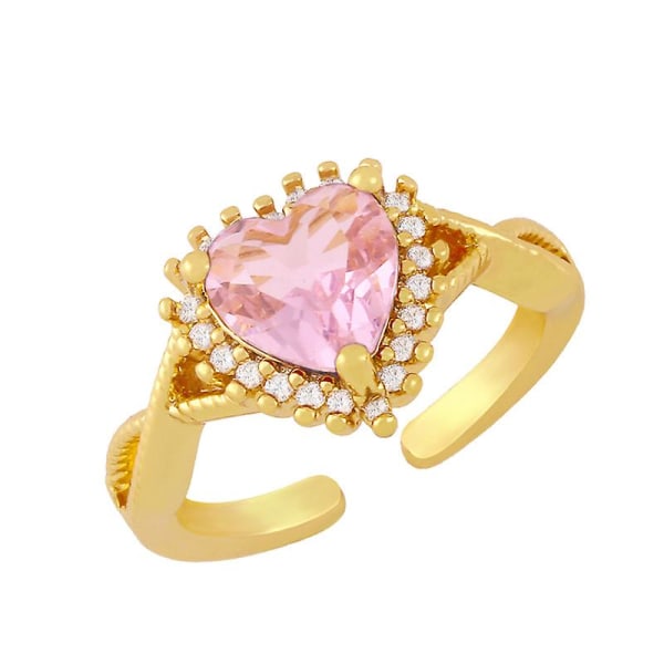 Ring Vintage Zircon Heart Stud Modesmycken Ac10690 Pink