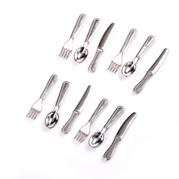 1/12 Vintage Stil Dukkshus Servis Silver Barn Leksak Dukkshus Dekoration Gaffel