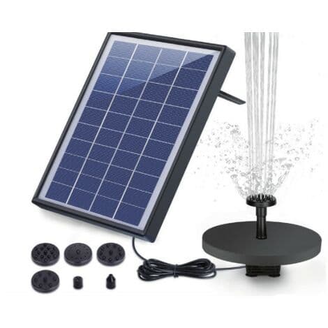 Solar Springvandspumpe, Opgraderet 2,5W Panel Backup Solar Vandpumpe Flydende Springvand, 6 Dyser