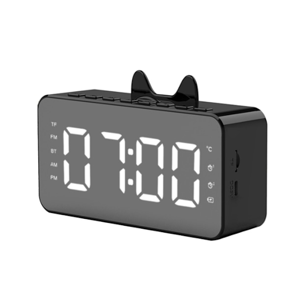 Trådlös Bluetooth-högtalarklocka, liten hushållsväckarklocka, bärbar utomhuskortljudradio (svart)