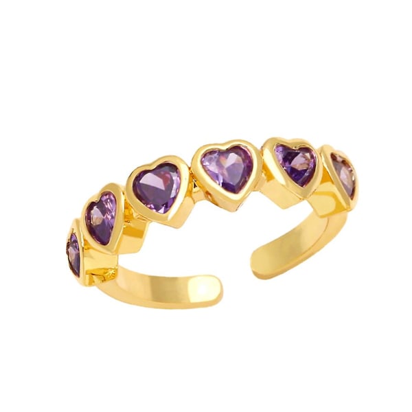 Ring Vintage Zircon Heart Stud Modesmycken Ac10237 purple