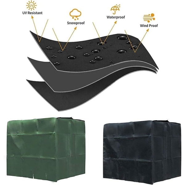 Vandtankdæksel, IBC Tankdæksel til 1000l Tank, Vandtankbeholder Beskyttelsesdæksel, Støvsikkert Anti-UV Regntæt, 120x100x116cm (grøn)