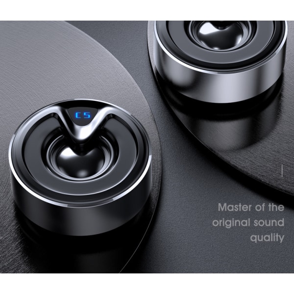metall bluetooth högtalare, mini trådlös subwoofer högtalare i aluminiumlegering (den svarta),