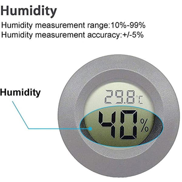 Reptil Akrylboks Elektronisk Thermo-Hygrometer, Rund (Sort)