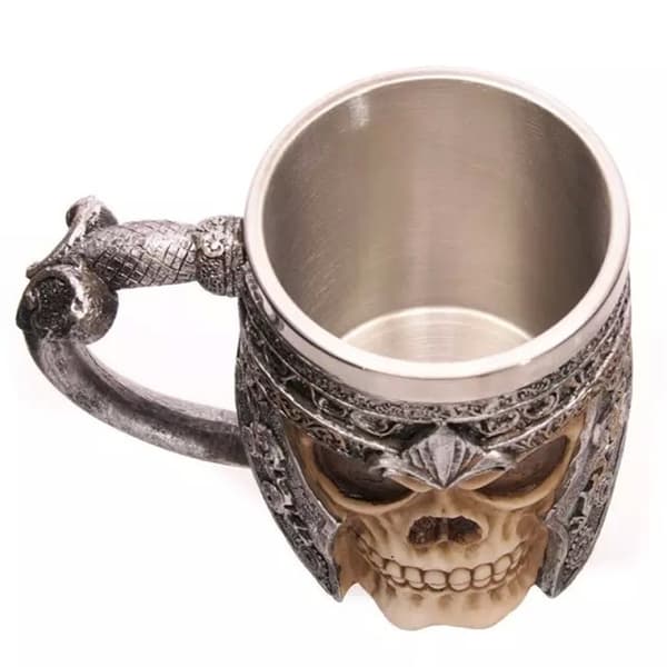 1 stk. Rustfrit stål skelet øl krus, Viking Warrior skelet