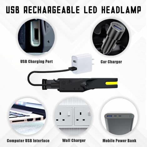 LED-otsavalaisimet USB-ladattava vedenpitävä COB XPE -otsavalaisin