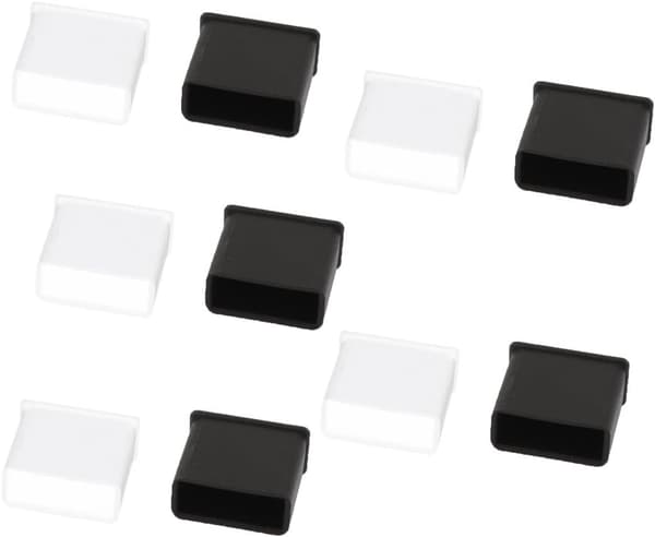 10-pak USB A Dæk Sort Han Plastik Støvprop Klar