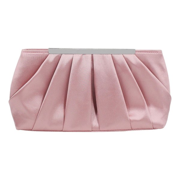 Clutch-iltalaukku Tyylikäs laskostettu satiinimuotoinen käsilaukku Yksinkertainen tyylikäs kukkaro naisille A916-931 Pink
