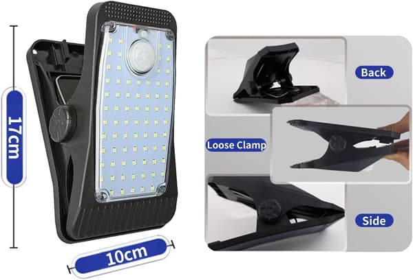 LED Udendørs Solar Clip-lys, Bærbar Belysning med Bevægelsessensor, Vandtætte Dekorative Lys