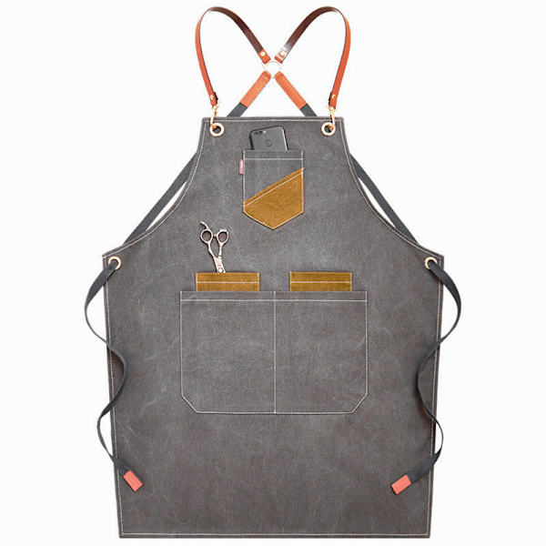 Förkläde Kökskock Kaffebutik Mjölktebutik Bageri Barber Shop Manikyr Arbetskläder för Män och Kvinnor (Grå, 78*56cm)