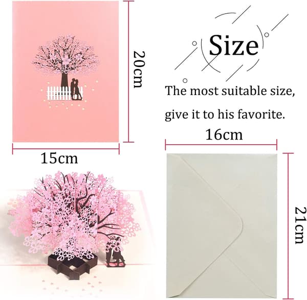1 stk 3D gratulasjonskort, pop-up kort, 3D valentinsdagskort, 3D