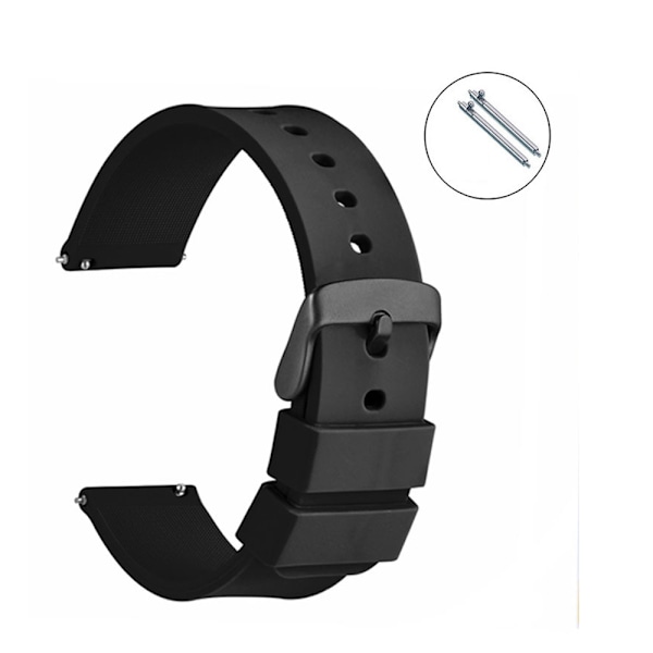 14 mm silikoneurremme med sort spænde, Quick Release