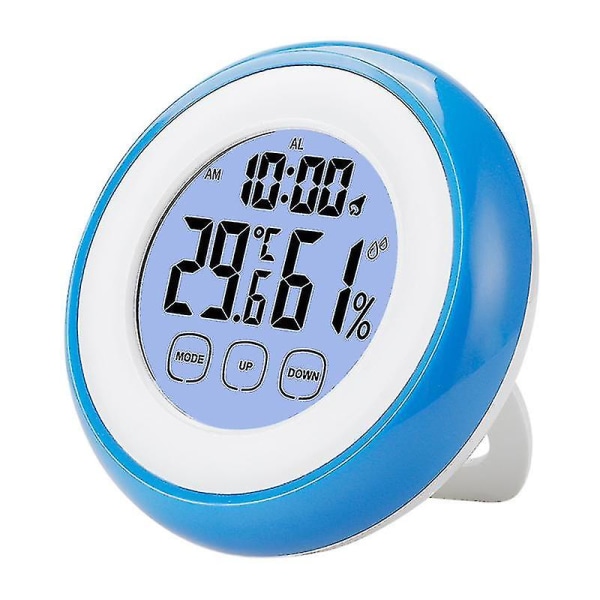 Touch Screen Temperature Humidity Meter Round Household Digital Display Indoor Thermometer Hygrometer Student Desktop Mute Clock