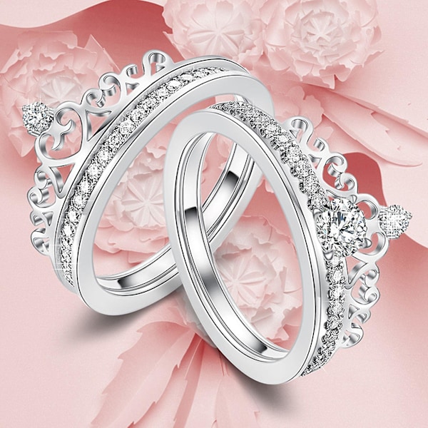 Legering Ring Solid Avtakbar Krone Avtakbar Krone Dame Ring Til Bryllup Rose Gold US 6