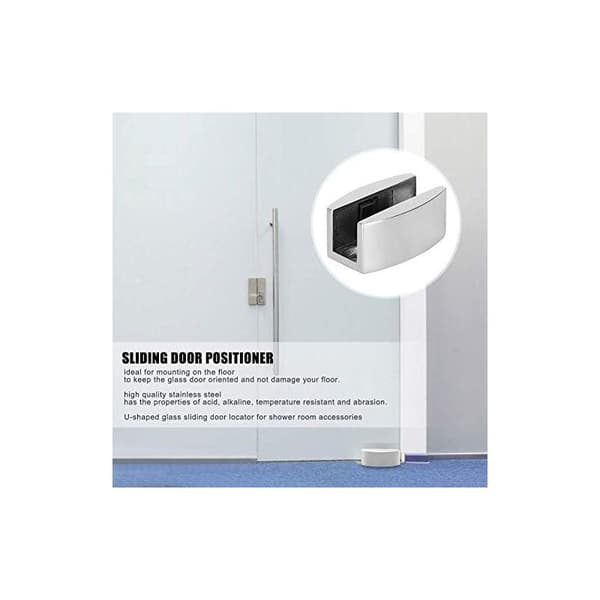 50x23mm Glas Skydedørsguide, Gulvrulleføring i Rustfrit Stål Oscillation Stop til Rammeløse Glas Skydedøre (Belyst)