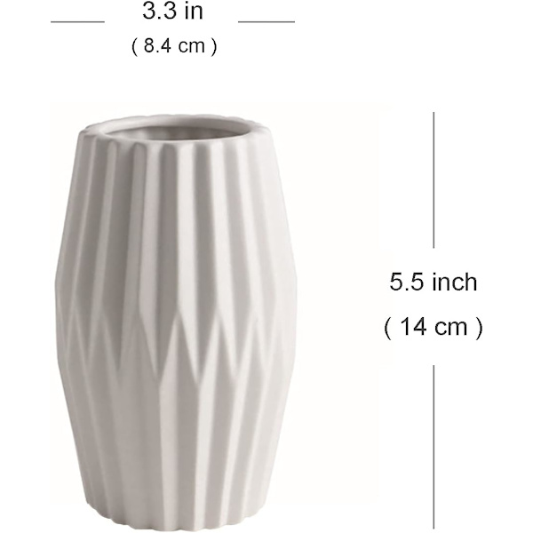 Koralli koristevaasi, olohuoneen keraaminen kukkakoriste (valkoinen, 8,8*14,2cm)