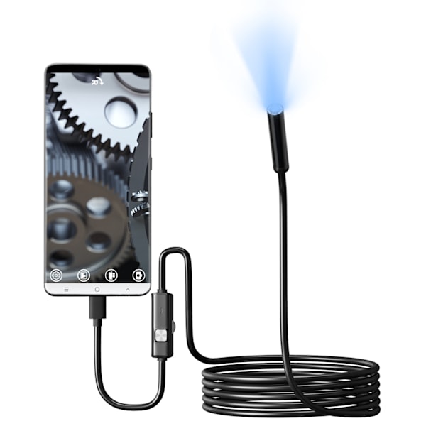 USB-C Endoskop til Android/Windows, IP67 Vandtæt, Sort