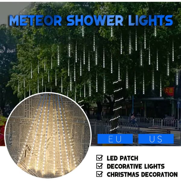 LED-regnbågsdusch snöfall julgransljus B