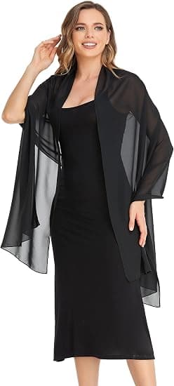 Sort Sjal og tørklæde Aften Elegant Chiffon Blød Silke Tørklæde